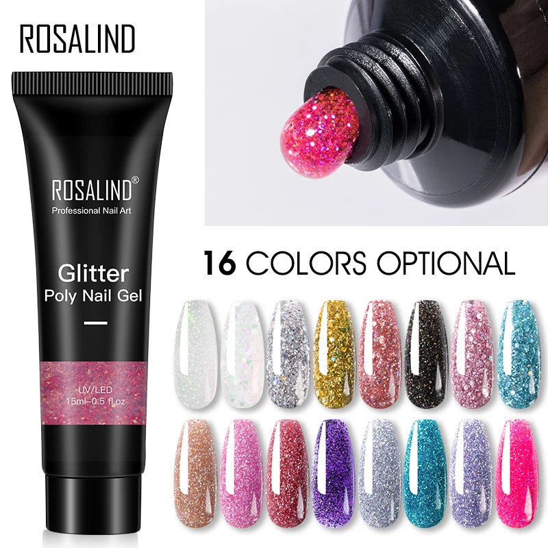 Glitter Poly Nail Gel Extension 15ml Gel Polish All For Manicure Poly Builder Gel Semi Permanent Soak Off Nail Art