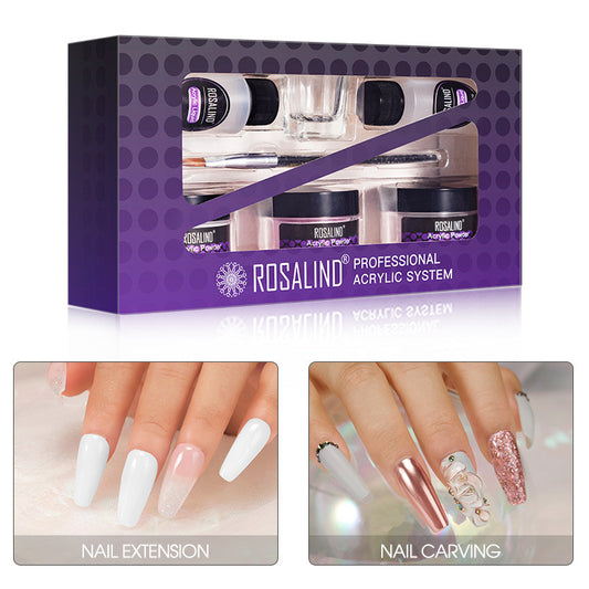 Rosalind Wholesale Oem Private Label Nail Art Acrylic Powder System Starter Kit Crystal Nail Powder Set For Nail Extension