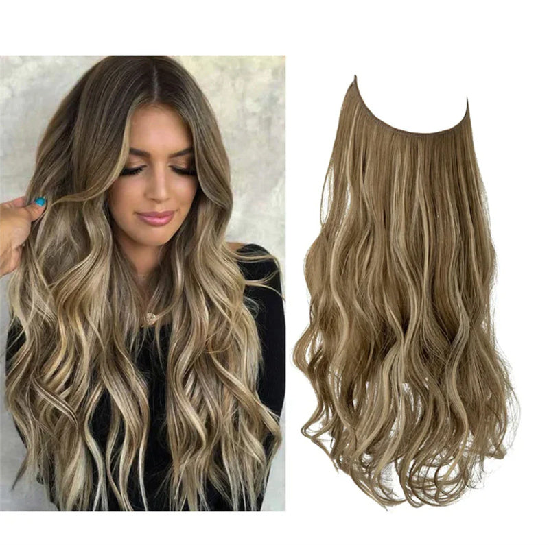 Wig Female Extension Chemical Fiber Long Curly Hair Matte High-temperature Fiber Fishing Thread Wig Set