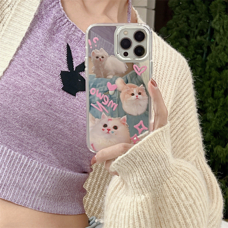 Electroplated Mirror Faced Kitten Phone Case