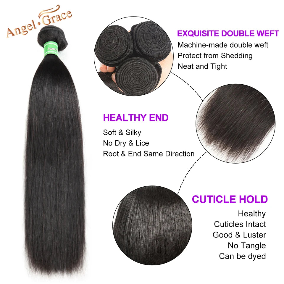 Brazilian Straight Hair Bundles 1/3/4 PCS/lot 28 30inch 100% Human Hair Weave Bundles Remy Hair Extensions Angel Grace Hair