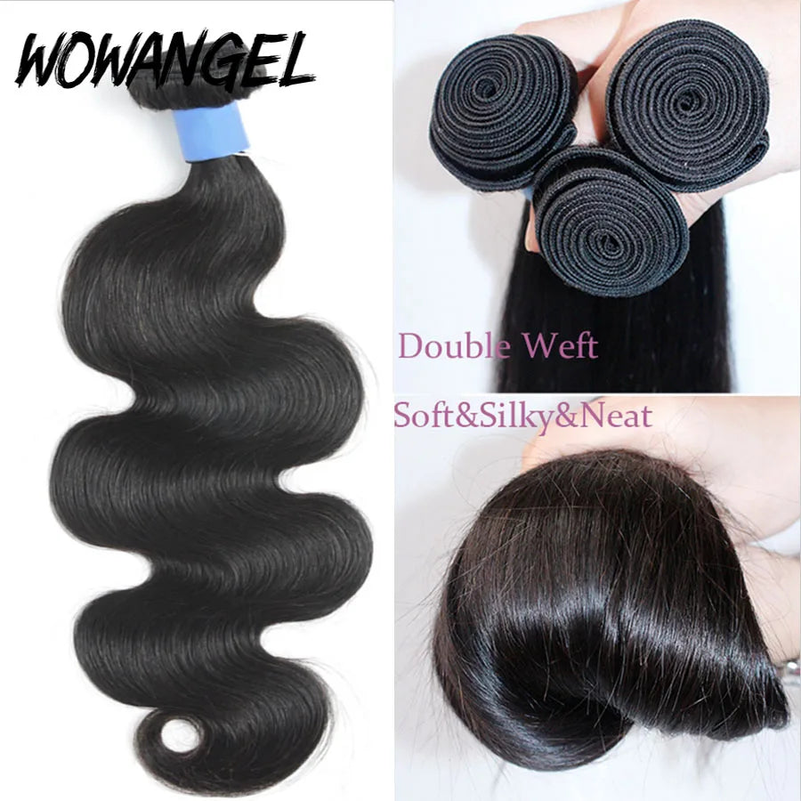 3/4 pieces 28 30 Inch Bundles Virgin Remy Brazilian Hair Body Wave Human Hair Natural Color 100% Silky Hair Wig Extensions