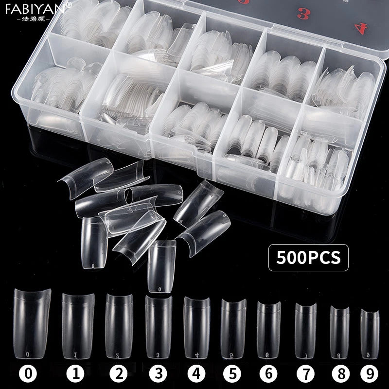 100/500pcs Tips Transparent Half Cover False French Fake Nail Art Artificial Acrylic Gel UV Manicure Design Set DIY Tool