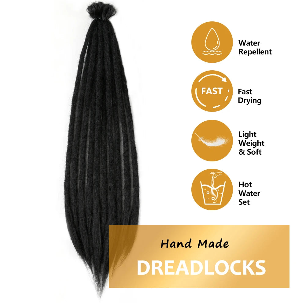 Handmade Dreadlocks Hair Extensions 20 Inch Soft Crochet Dreadlock Braids Hair Synthetic Faux Locs Braids Hair For Women And Men