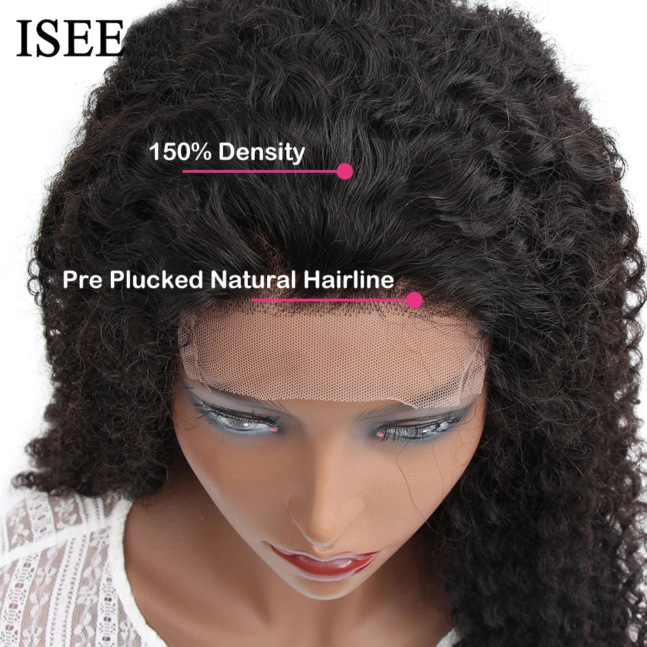 ISEE HAIR Mongolian Curly Lace Front Wigs For Women Kinky Curly Lace Closure Wig 4X4 Lace Closure Bob Wig Curly Human Hair Wigs