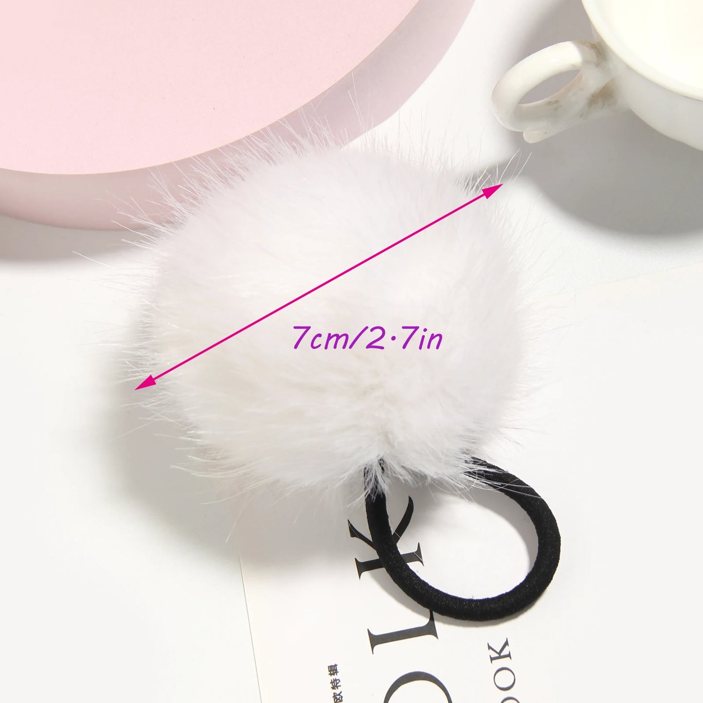 Furling Girl 1PC 8cm Faux Rabbit Fur Pompoms Rubber Elastic Hair Bands Soft Hand Made Ball Hair Scrunchies Hair Accessories