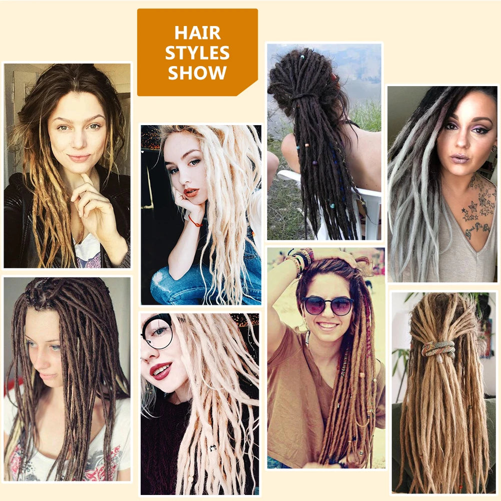 Handmade Dreadlocks Hair Extensions 20 Inch Soft Crochet Dreadlock Braids Hair Synthetic Faux Locs Braids Hair For Women And Men