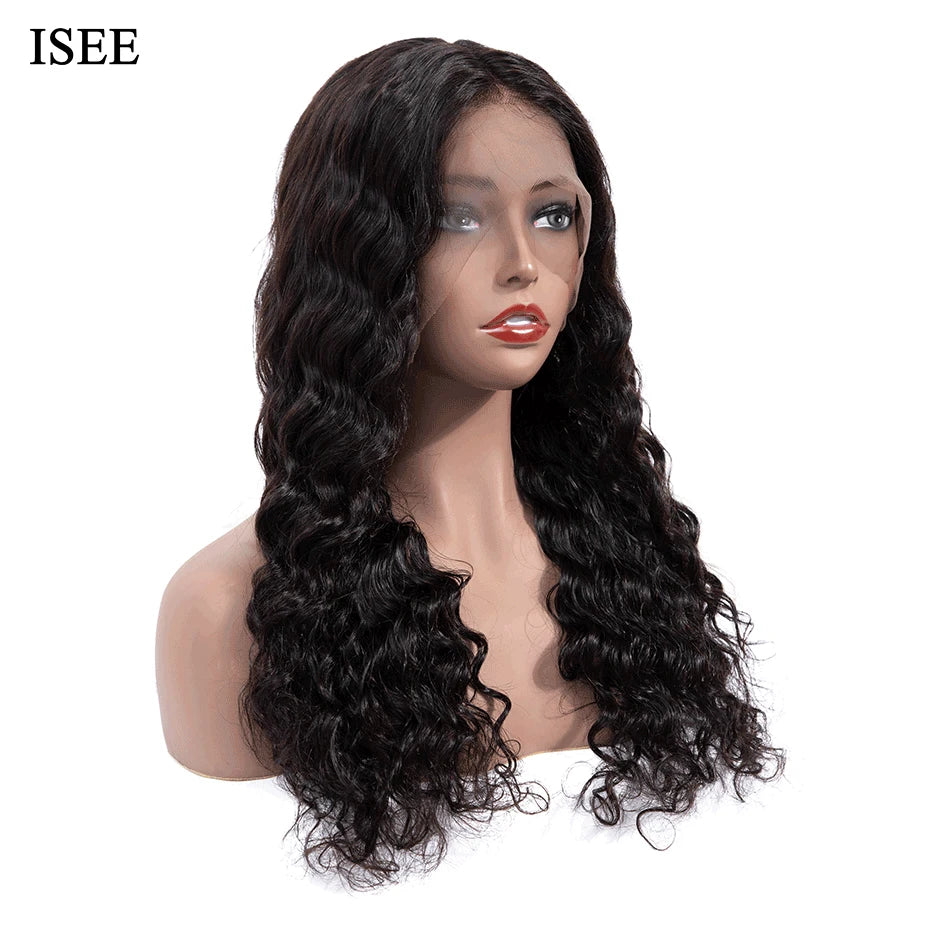 Mongolian Loose Deep Wave Lace Front Wigs For Women Loose Wave Lace Frontal Wig 100% Human Hair Wigs ISEE HAIR Wigs