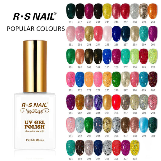 RS NAIL 15ml UV Nail Gel Polish 308 Colors Gel Varnish #241-308 Color Black White Red Gel Lacquer Of Nail Art Gel Polish  (5)