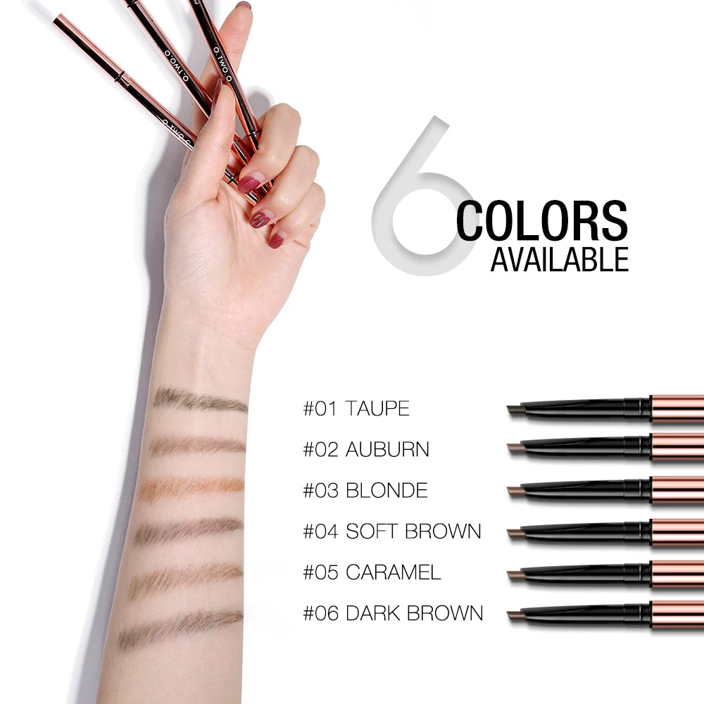 O.TWO.O Waterproof Makeup Eyebrow Pencil Ultra Fine Triangle Eye Brow 6 Colors Precise Brow Definer Lasting Blonde Brown Eyebrow