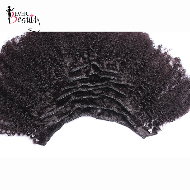 4B 4C Afro Kinky Curly Hair Clip Ins Hair Extensions Human Hair Clip Ins For Black Women Coily Hair Bundle Ever Beauty Remy