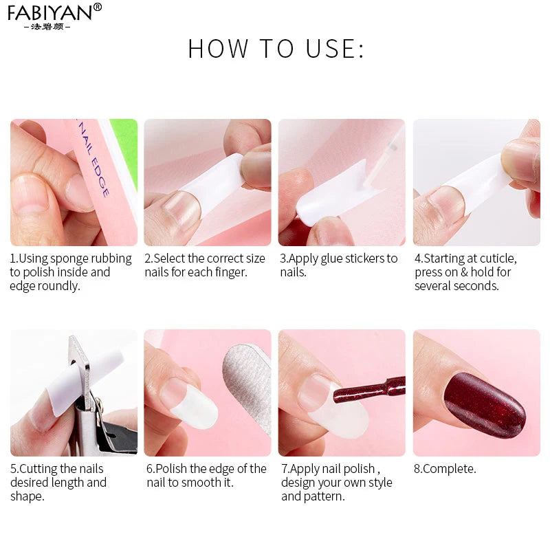 100/500pcs Tips Transparent Half Cover False French Fake Nail Art Artificial Acrylic Gel UV Manicure Design Set DIY Tool