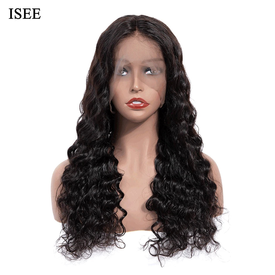 Mongolian Loose Deep Wave Lace Front Wigs For Women Loose Wave Lace Frontal Wig 100% Human Hair Wigs ISEE HAIR Wigs