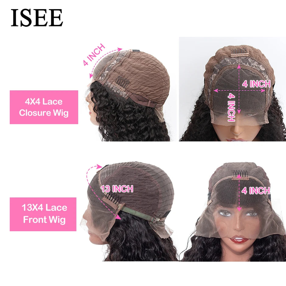 Water Wave Lace Closure Wig Human Hair Wigs ISEE HAIR 13X4 Lace Front Wigs For Women Human Hair Mongolian Water Wave Lace Wigs