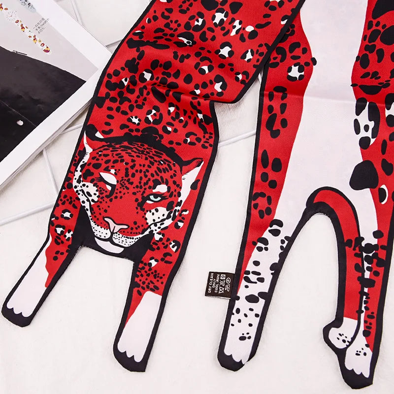 ON-SALE 2022 New Design Silk Scarf 3D Animals Shape Cat Tiger Women Bag Child Headband Decoration Handbag Hair Wrist lady tie