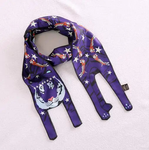 ON-SALE 2022 New Design Silk Scarf 3D Animals Shape Cat Tiger Women Bag Child Headband Decoration Handbag Hair Wrist lady tie