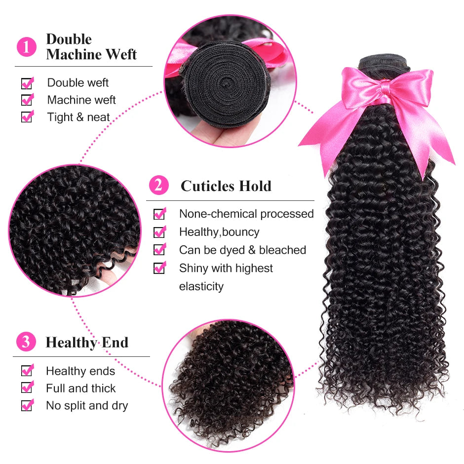 ISEE HAIR Brazilian Kinky Curly Hair Remy Human Hair Weave Bundles Natural Color Can Order 1/3/4 Bundles Curly Hair Extensions