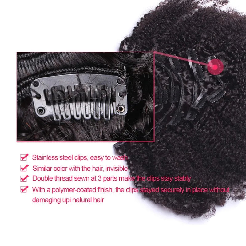 Kinky Curly Clip Ins 4B 4C Clip In Hair Extensions Human Hair Afro Kinky Curly Clip In Human Hair Extensions For Black Women