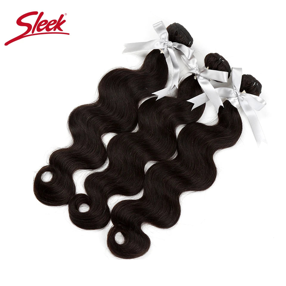 Sleek Brazilian Body Wave Hair Bundles Remy 8 to 36 Inches 100% Natural Black Human Hair Extensions For Black Women