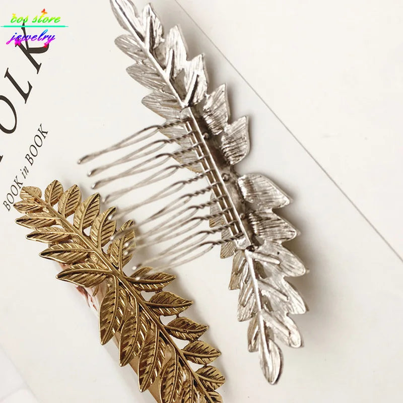 Unique Vintage Leaves Bun Top Hair Comb Vintage Wedding Hair Accessories Bijoux