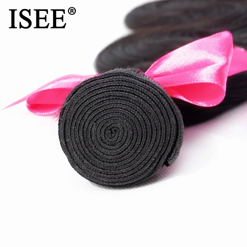 ISEE HAIR Peruvian Body Wave Human Hair Bundles100% Human Hair Extension Natural Color Can Buy 1/ 3/ 4 Bundles Thick Hair Weaves