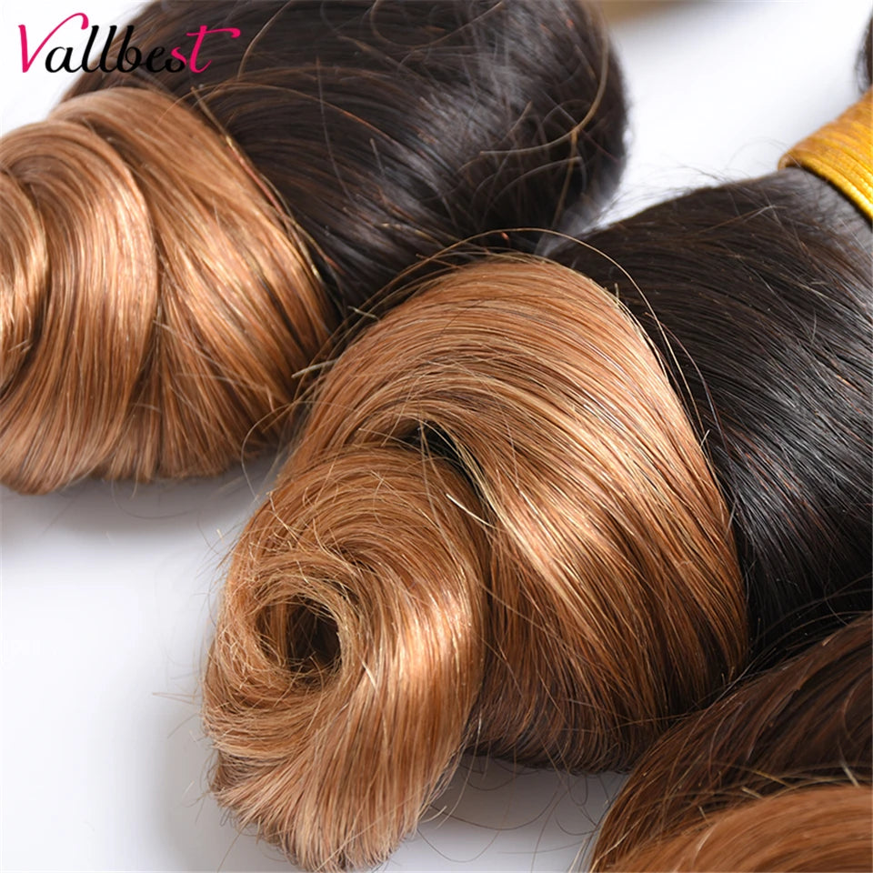 Vallbest Ombre Hair Bundles Brazilian Loose Wave Bundles T1B/27 Color 100 Human Hair Bundles Double Weft Remy Hair Extensions