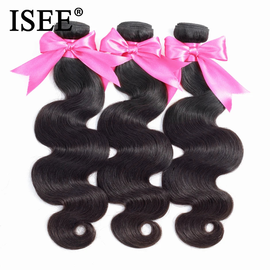 ISEE Malaysian Body Wave Remy Human Hair Extensions 100% Unprocessed Can Buy 1/3/4 Bundles Nature Color Weave Free Shipping