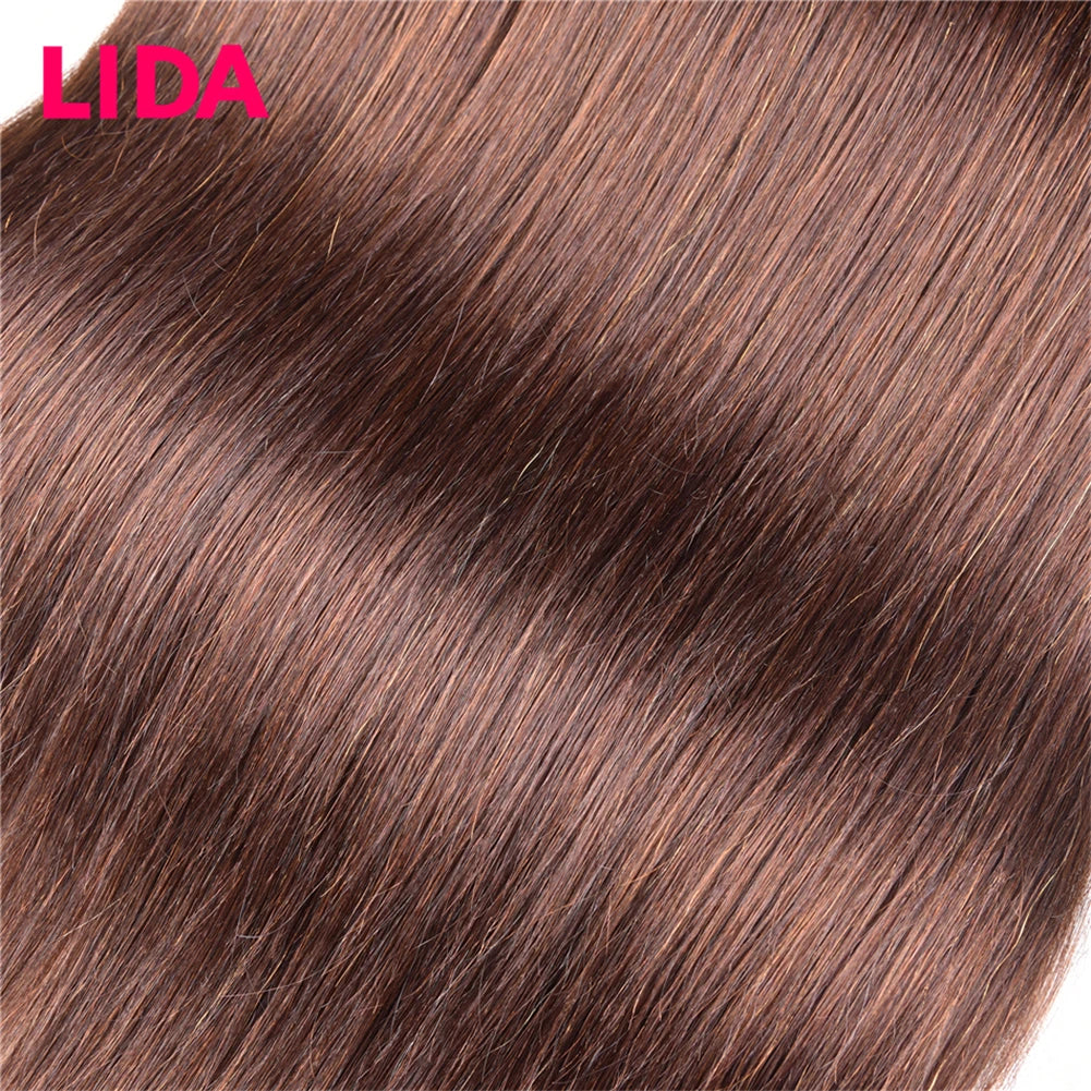 LIDA Human Hair Bundles Double Weft Chinese Hair Weave Bundles 8-26 inch Non-Remy Straight Hair Pieces 3 Bundles One Bundle Deal