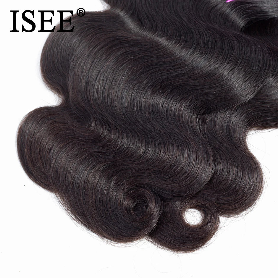 ISEE Malaysian Body Wave Remy Human Hair Extensions 100% Unprocessed Can Buy 1/3/4 Bundles Nature Color Weave Free Shipping