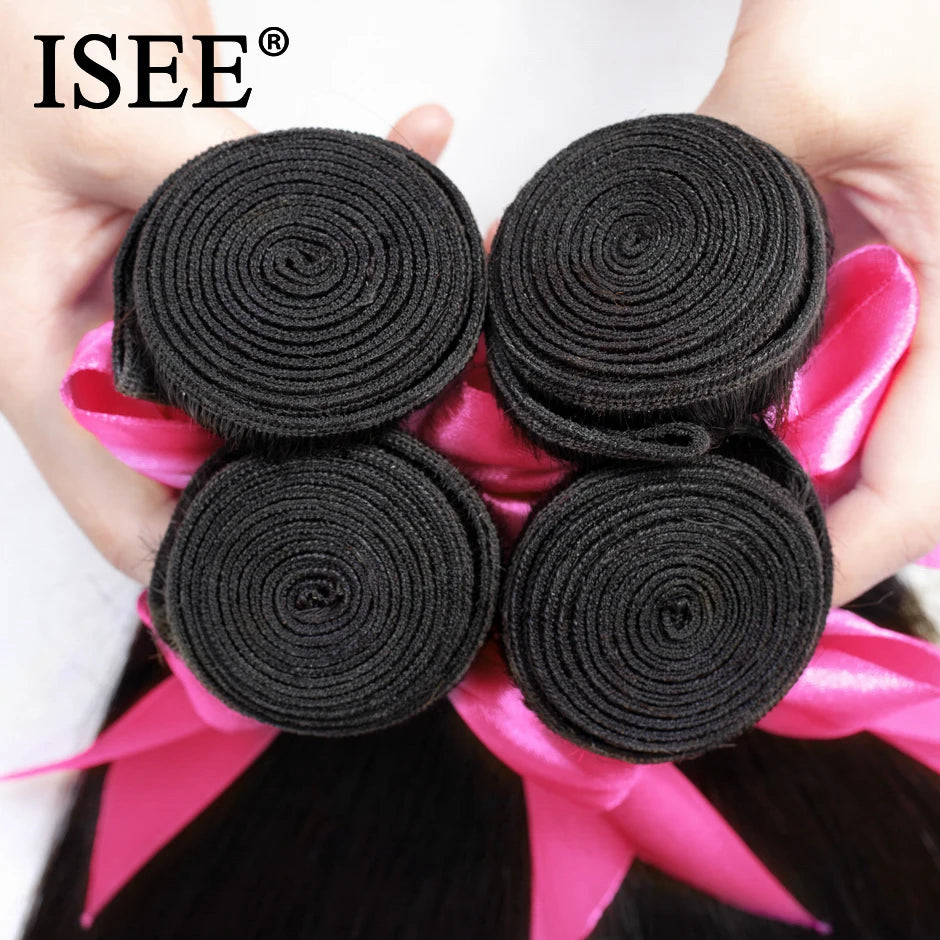 Brazilian Straight Hair Weaves Human Hair Bundles Straight Hair Extension Natural Color 1Bundle ISEE hair Weave Free Shipping