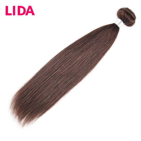 LIDA Human Hair Bundles Double Weft Chinese Hair Weave Bundles 8-26 inch Non-Remy Straight Hair Pieces 3 Bundles One Bundle Deal