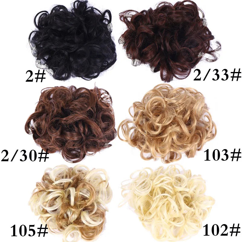 AILIADE Synthetic Chignons Elastic Hair Ribbon Twining Ponytail Bundles Updo Hairpieces Donut for Brides Women Hair Extensions