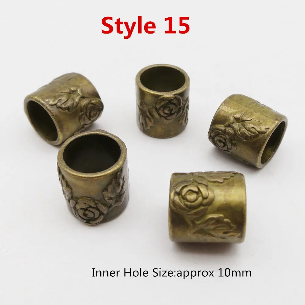 5pcs/Pack big hole viking hair braid dread dreadlock beard beads rings tube for women men hair accessories