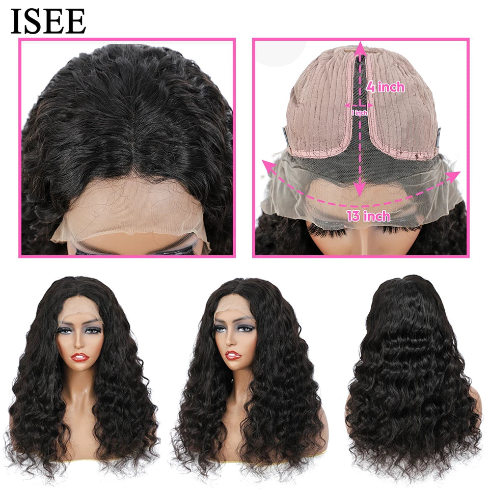 ISEE HAIR Wig Mongolian Loose Deep Wave Wig 13X1 T Part Lace Wigs For Women Human Hair Loose Wave Lace Part Human Hair Wigs