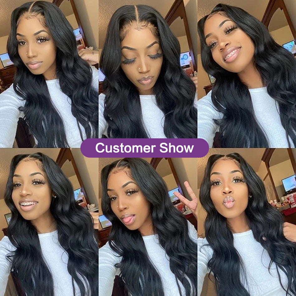 13x4 Body Wave Lace Front Wig Brazilian Human Hair 13x6 Transparent Lace Frontal Wigs 30 32 Inch Glueles Bouncy For Black Women