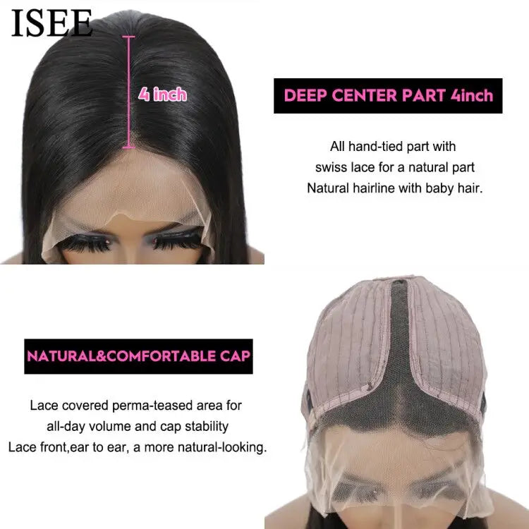 ISEE HAIR Wig Mongolian Loose Deep Wave Wig 13X1 T Part Lace Wigs For Women Human Hair Loose Wave Lace Part Human Hair Wigs