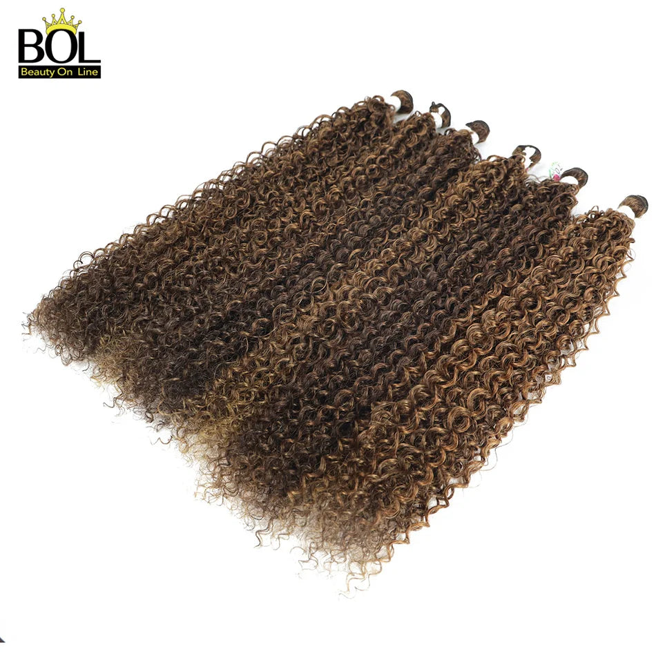 BOL Natural Curly Hair Extensions Long Synthetic Jerry Curly Bundles Ombre Blonde Fake Hair For Women Heat Resistant Wave