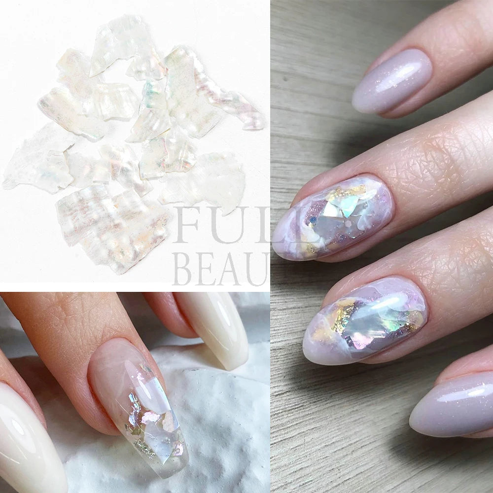 Abalone Shell For Nails Mother Of Pearl Nail Art Mica Slice Mermaid Glitter Flakes Summer Decoration Manicure Paillettes GLBH