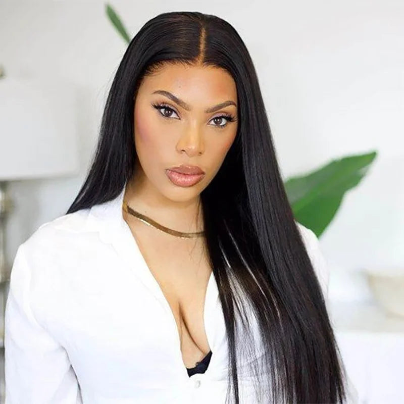 ISEE Hair Glueless HD Straight Lace Front Wigs Human Hair Transparent 6x4 Lace Closure Wig Pre Cut PrePlucked Wear And Go Wig