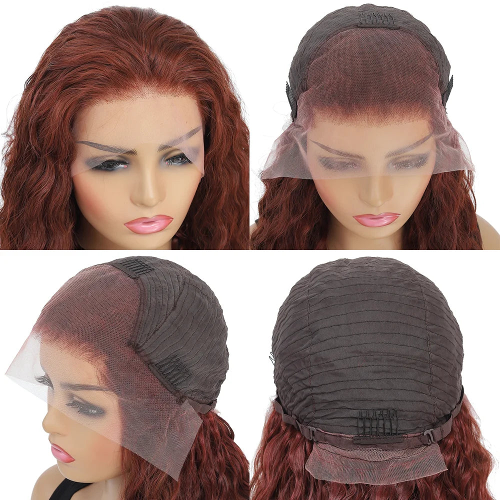 Reddish Brown Loose Deep Wave Lace Front Wig Human Hair Colored HD Lace Frontal Wig with Baby Hair Copper Red Human Hair Wig