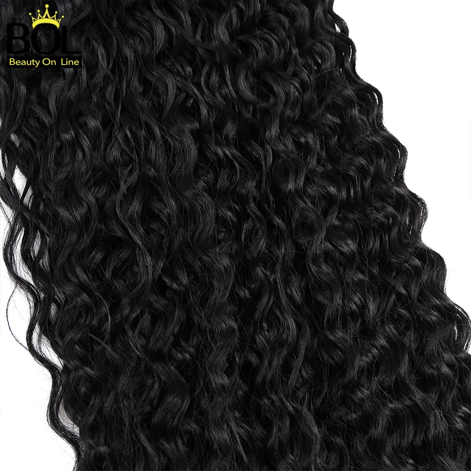 BOL Curly Synthetic Hair Bundles Organic Hair Extensions 32 Inch Ombre Blonde Fake Hair For Women Heat Resistant Water Wave