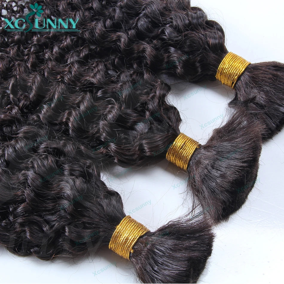 Bulk Human Hair No Weft For Braiding Curly Deep Wave Full Ends Extensions 3pcs/5pcs Bulk Hair Bundles Wholesale For Boho Braids