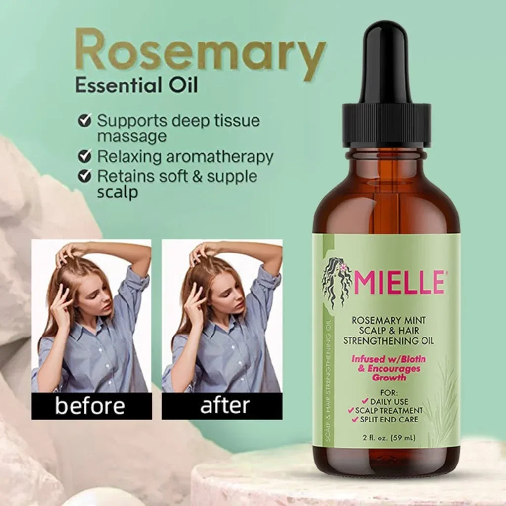 Hair Growth Essential Oil Rosemary Mint Hair Strengthening Oil Nourishing Treatment for Split Ends and Dry Organics Hair