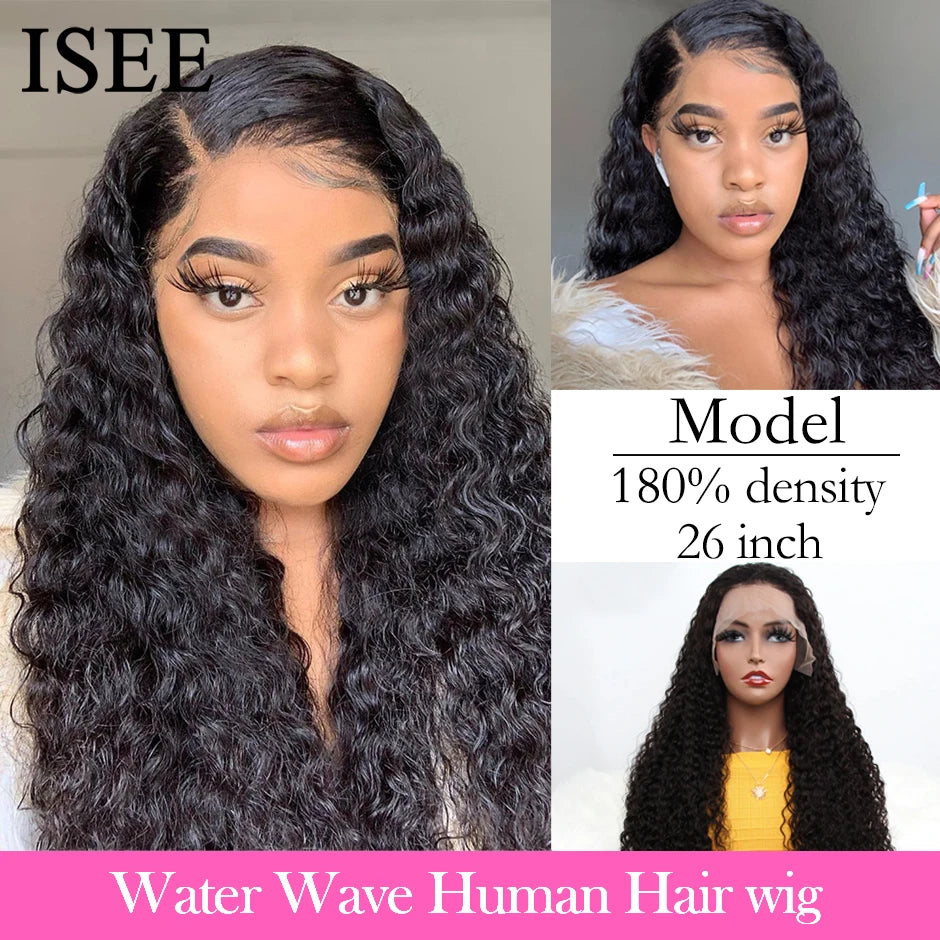 Mongolian Water Wave Lace Front Wigs For Women Human Hair ISEE HAIR Lace Front Wigs Curly Human Hair Wigs 13X6 HD Lace Front Wig