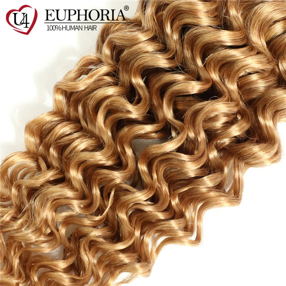 Brazilian Straight Remy Hair Bundles 1 piece Ombre Blonde 27 Colored Curly Remy Human Hair Weaving Bundles Extensions EUPHORIA