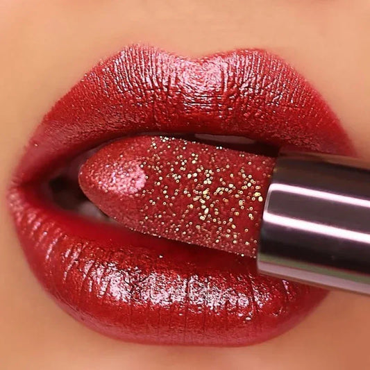 Glitter Diamonds Matte Lipstick Waterproof Long Last Color Rendering Non-stick Cup Nude Red Lipsticks Women Lip Makeup Cosmetics