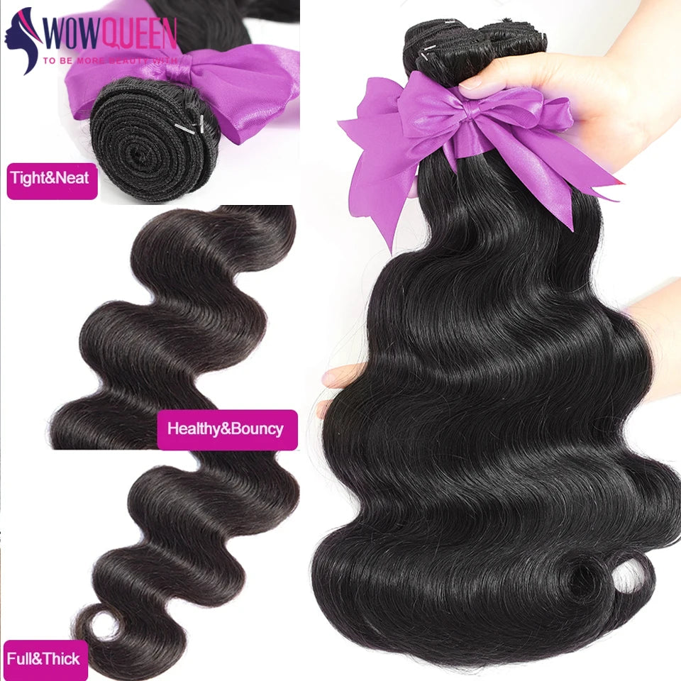 32 36 40 Inch Body Wave Bundles Human Hair Bundles 2/3/4 Deal Brazilian Weaving Natural Black Remy Raw Hair Extensions For Women