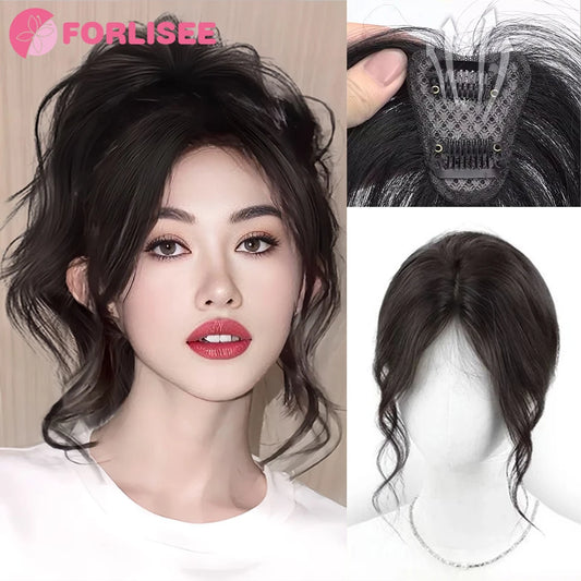 FORLISEE Liu Hai Wig Women's Natural Forehead Sense Of Atmosphere Dragon Beard Liu Hai Imitation Human Hair Fluffy Wig Piece