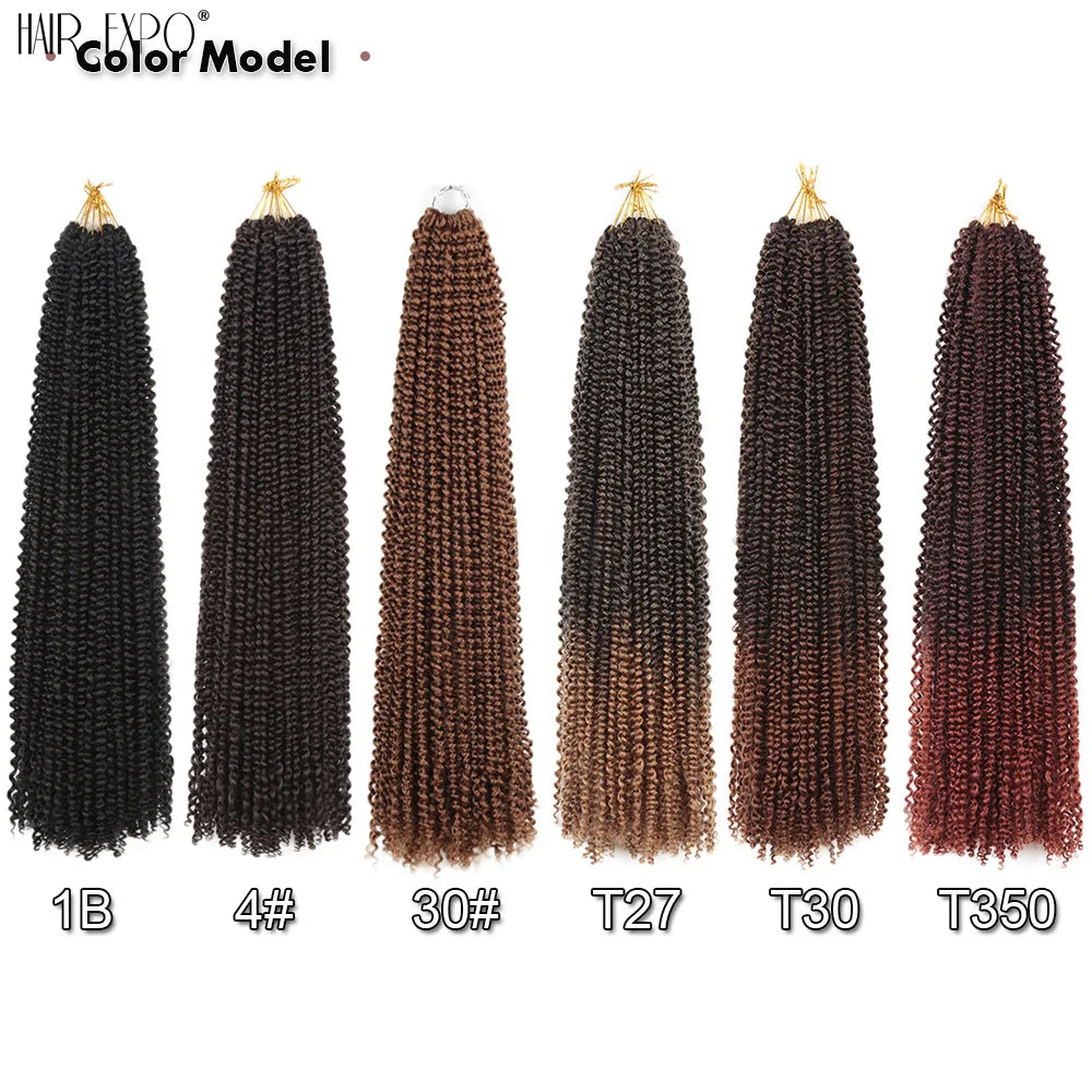 30" Passion Twist Crochet Hair Pre-Looped Synthetic Braiding Hair Extensions Ombre Pre-Twisted Water Wave Braids Hair Expo City