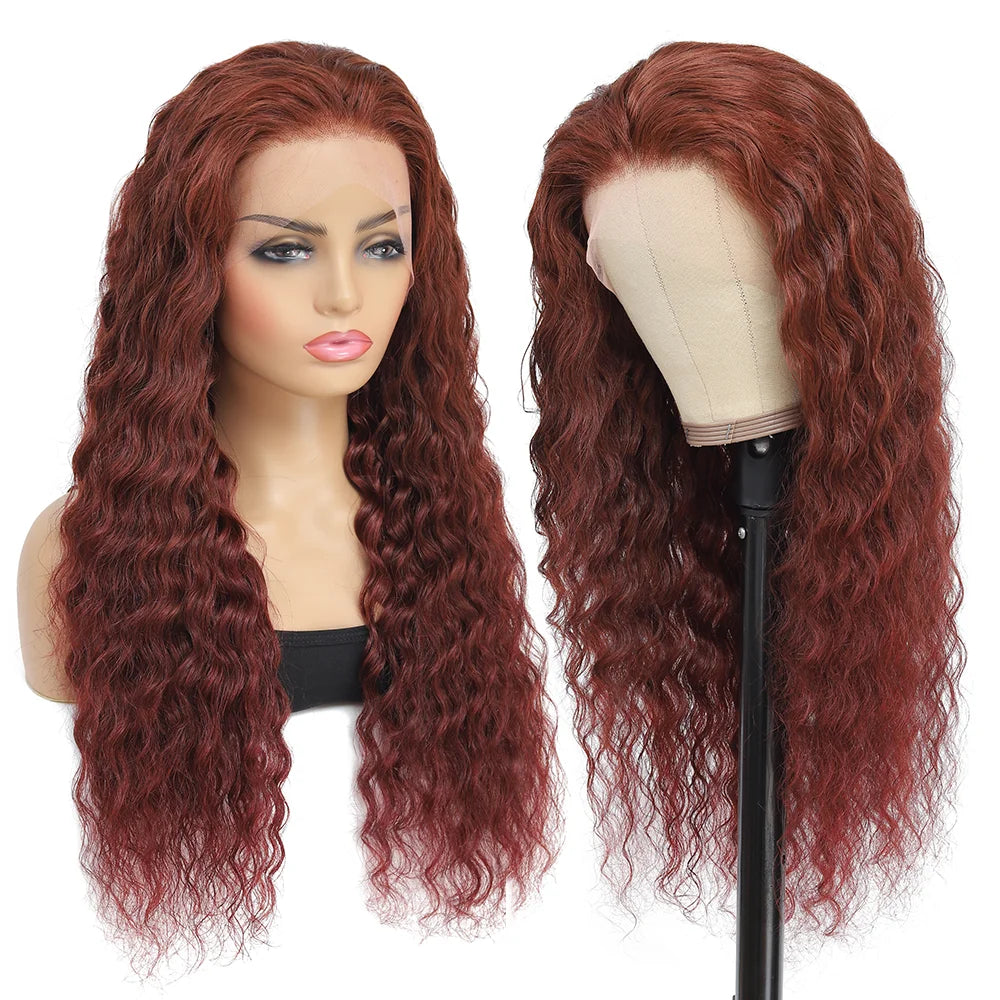 Reddish Brown Loose Deep Wave Lace Front Wig Human Hair Colored HD Lace Frontal Wig with Baby Hair Copper Red Human Hair Wig